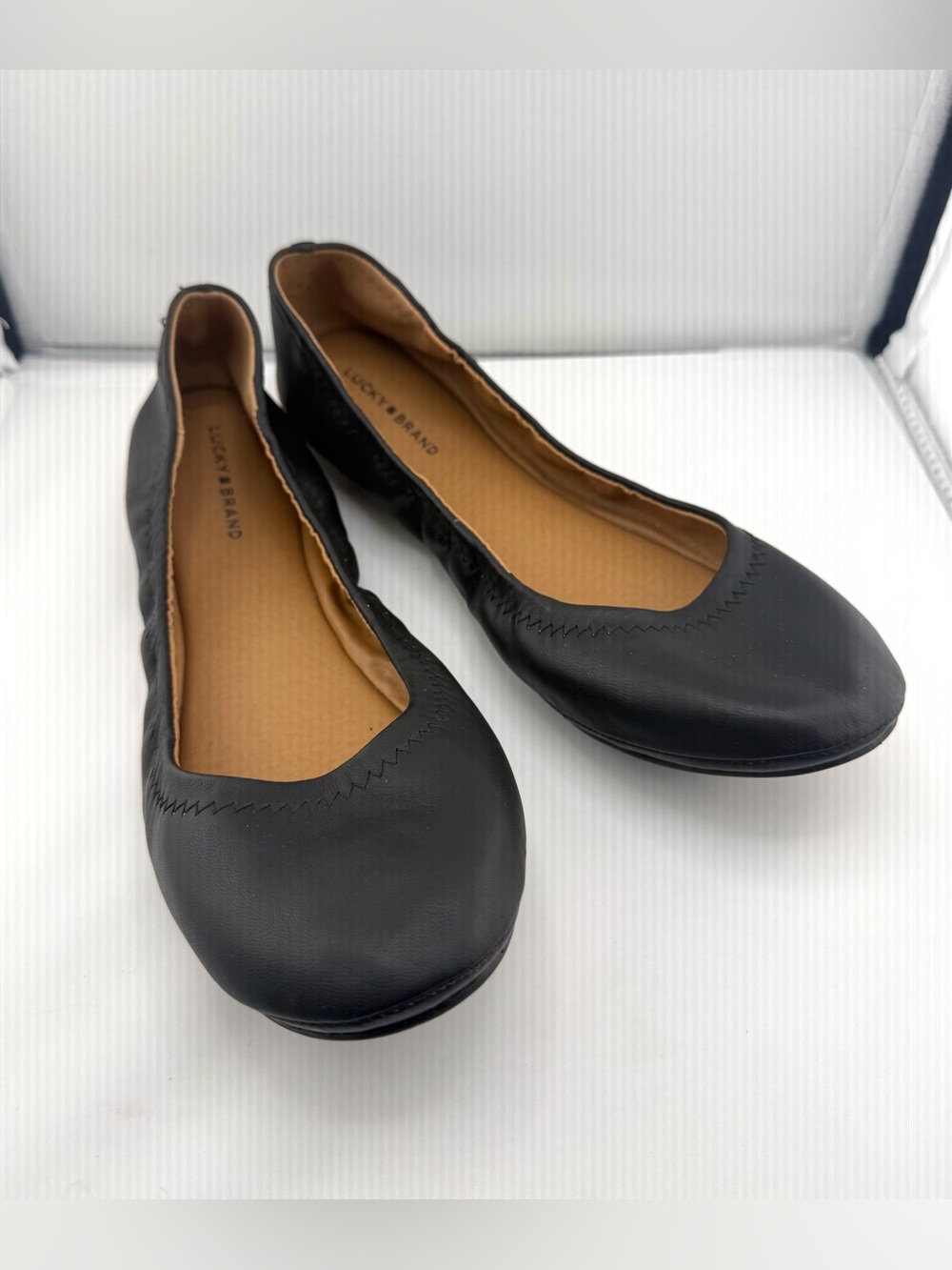 Lucky Brand Black Erin Women's Leather Ballet Flats Shoes 10 New Without Box